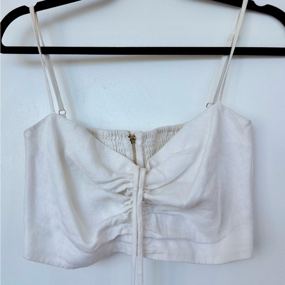 Cara Cara Cream Ruched Tie Front Crop Top - Picture 5 of 8